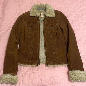 Abercrombie & Fitch Cream Faux Fur Jacket
